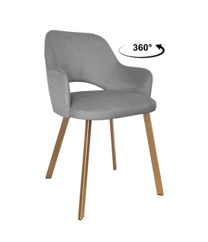 Krzesło Milano tkanina Welur noga metalowa : Kolor nogi - Złota profil, Kolor tkaniny - VELVET - MG17, Typ siedziska - Siedzisko obrotowe 360°