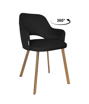 Krzesło Milano tkanina Welur noga metalowa : Kolor nogi - Złota profil, Kolor tkaniny - VELVET - MG19, Typ siedziska - Siedzisko obrotowe 360°