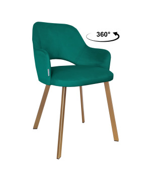 Krzesło Milano tkanina Welur noga metalowa : Kolor nogi - Złota profil, Kolor tkaniny - VELVET - MG20, Typ siedziska - Siedzisko obrotowe 360°