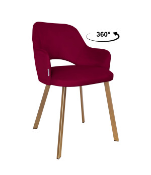 Krzesło Milano tkanina Welur noga metalowa : Kolor nogi - Złota profil, Kolor tkaniny - VELVET - MG31, Typ siedziska - Siedzisko obrotowe 360°