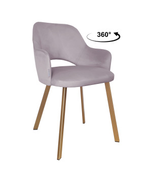 Krzesło Milano tkanina Welur noga metalowa : Kolor nogi - Złota profil, Kolor tkaniny - VELVET - MG55, Typ siedziska - Siedzisko obrotowe 360°