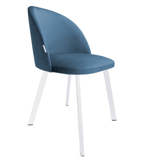 Krzesło Colin na metalowych nogach – nowoczesne i tapicerowane : Kolor nogi - Biały profil, Kolor tkaniny - VELVET - MG33, Typ siedziska - Siedzisko stałe, Typ tkaniny - Velvet