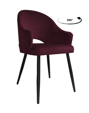 Krzesło Velvet tkanina Welur noga metalowa : Kolor nogi - Czarna stożek, Kolor tkaniny - VELVET - MG02, Typ siedziska - Siedzisko obrotowe 360°