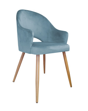Krzesło Velvet tkanina Welur noga metalowa : Kolor nogi - Dąd stożek, Kolor tkaniny - VELVET - BL06, Typ siedziska - Siedzisko stałe