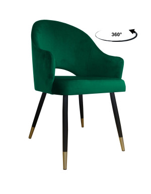 Krzesło Velvet tkanina Welur noga metalowa : Kolor nogi - Czano-złota stożek, Kolor tkaniny - VELVET - MG25, Typ siedziska - Siedzisko obrotowe 360°