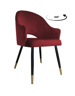 Krzesło Velvet tkanina Welur noga metalowa : Kolor nogi - Czano-złota stożek, Kolor tkaniny - VELVET - MG31, Typ siedziska - Siedzisko obrotowe 360°