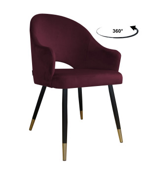 Krzesło Velvet tkanina Welur noga metalowa : Kolor nogi - Czano-złota stożek, Kolor tkaniny - VELVET - MG02, Typ siedziska - Siedzisko obrotowe 360°