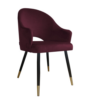 Krzesło Velvet tkanina Welur noga metalowa : Kolor nogi - Czano-złota stożek, Kolor tkaniny - VELVET - MG02, Typ siedziska - Siedzisko stałe