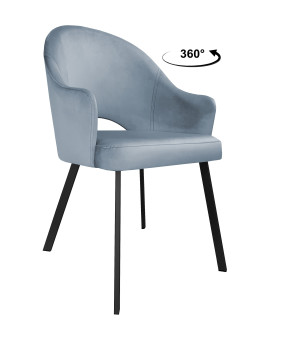 Krzesło Velvet tkanina Welur noga metalowa : Kolor nogi - Czarna profil, Kolor tkaniny - VELVET - BL06, Typ siedziska - Siedzisko obrotowe 360°