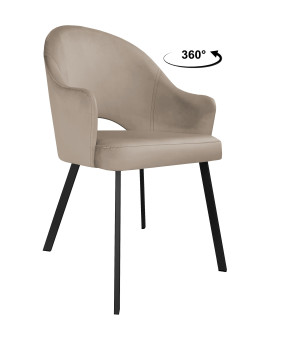 Krzesło Velvet tkanina Welur noga metalowa : Kolor nogi - Czarna profil, Kolor tkaniny - VELVET - MG09, Typ siedziska - Siedzisko obrotowe 360°