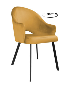 Krzesło Velvet tkanina Welur noga metalowa : Kolor nogi - Czarna profil, Kolor tkaniny - VELVET - MG15, Typ siedziska - Siedzisko obrotowe 360°