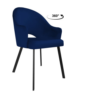 Krzesło Velvet tkanina Welur noga metalowa : Kolor nogi - Czarna profil, Kolor tkaniny - VELVET - MG16, Typ siedziska - Siedzisko obrotowe 360°