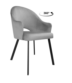 Krzesło Velvet tkanina Welur noga metalowa : Kolor nogi - Czarna profil, Kolor tkaniny - VELVET - MG17, Typ siedziska - Siedzisko obrotowe 360°
