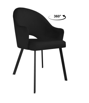 Krzesło Velvet tkanina Welur noga metalowa : Kolor nogi - Czarna profil, Kolor tkaniny - VELVET - MG19, Typ siedziska - Siedzisko obrotowe 360°