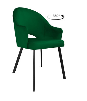 Krzesło Velvet tkanina Welur noga metalowa : Kolor nogi - Czarna profil, Kolor tkaniny - VELVET - MG25, Typ siedziska - Siedzisko obrotowe 360°