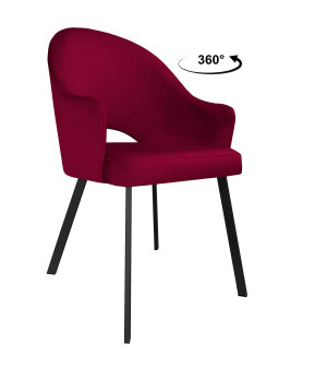 Krzesło Velvet tkanina Welur noga metalowa : Kolor nogi - Czarna profil, Kolor tkaniny - VELVET - MG31, Typ siedziska - Siedzisko obrotowe 360°