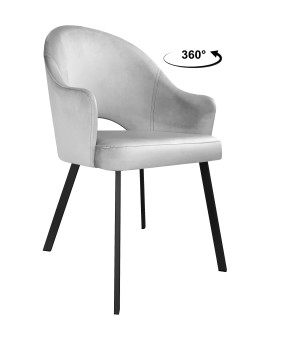 Krzesło Velvet tkanina Welur noga metalowa : Kolor nogi - Czarna profil, Kolor tkaniny - VELVET - MG39, Typ siedziska - Siedzisko obrotowe 360°