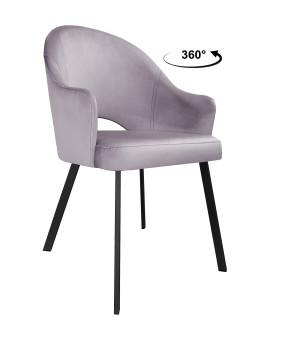 Krzesło Velvet tkanina Welur noga metalowa : Kolor nogi - Czarna profil, Kolor tkaniny - VELVET - MG55, Typ siedziska - Siedzisko obrotowe 360°