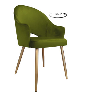 Krzesło Velvet tkanina Welur noga metalowa : Kolor nogi - Złota stożek, Kolor tkaniny - VELVET - BL75, Typ siedziska - Siedzisko obrotowe 360°
