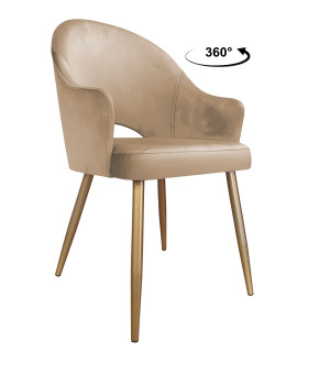 Krzesło Velvet tkanina Welur noga metalowa : Kolor nogi - Złota stożek, Kolor tkaniny - VELVET - MG06, Typ siedziska - Siedzisko obrotowe 360°