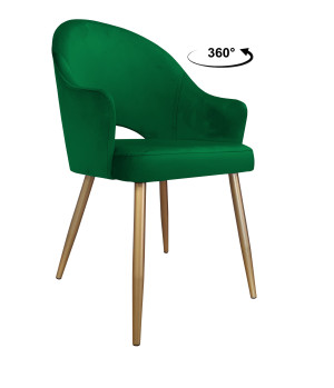 Krzesło Velvet tkanina Welur noga metalowa : Kolor nogi - Złota stożek, Kolor tkaniny - VELVET - MG25, Typ siedziska - Siedzisko obrotowe 360°