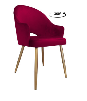 Krzesło Velvet tkanina Welur noga metalowa : Kolor nogi - Złota stożek, Kolor tkaniny - VELVET - MG31, Typ siedziska - Siedzisko obrotowe 360°
