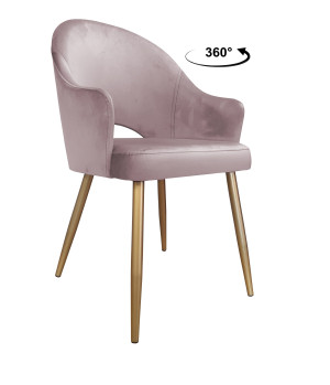 Krzesło Velvet tkanina Welur noga metalowa : Kolor nogi - Złota stożek, Kolor tkaniny - VELVET - MG55, Typ siedziska - Siedzisko obrotowe 360°