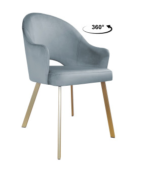 Krzesło Velvet tkanina Welur noga metalowa : Kolor nogi - Złota profil, Kolor tkaniny - VELVET - BL06, Typ siedziska - Siedzisko obrotowe 360°