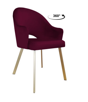 Krzesło Velvet tkanina Welur noga metalowa : Kolor nogi - Złota profil, Kolor tkaniny - VELVET - MG02, Typ siedziska - Siedzisko obrotowe 360°