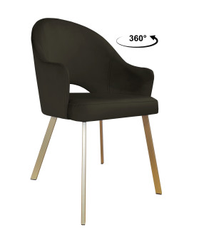 Krzesło Velvet tkanina Welur noga metalowa : Kolor nogi - Złota profil, Kolor tkaniny - VELVET - MG05, Typ siedziska - Siedzisko obrotowe 360°