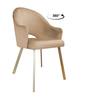 Krzesło Velvet tkanina Welur noga metalowa : Kolor nogi - Złota profil, Kolor tkaniny - VELVET - MG06, Typ siedziska - Siedzisko obrotowe 360°