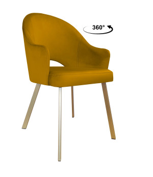 Krzesło Velvet tkanina Welur noga metalowa : Kolor nogi - Złota profil, Kolor tkaniny - VELVET - MG15, Typ siedziska - Siedzisko obrotowe 360°