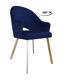 Krzesło Velvet tkanina Welur noga metalowa : Kolor nogi - Złota profil, Kolor tkaniny - VELVET - MG16, Typ siedziska - Siedzisko obrotowe 360°