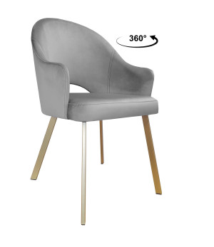 Krzesło Velvet tkanina Welur noga metalowa : Kolor nogi - Złota profil, Kolor tkaniny - VELVET - MG17, Typ siedziska - Siedzisko obrotowe 360°
