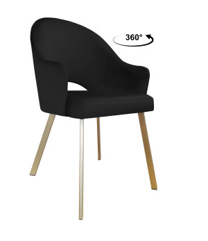 Krzesło Velvet tkanina Welur noga metalowa : Kolor nogi - Złota profil, Kolor tkaniny - VELVET - MG19, Typ siedziska - Siedzisko obrotowe 360°