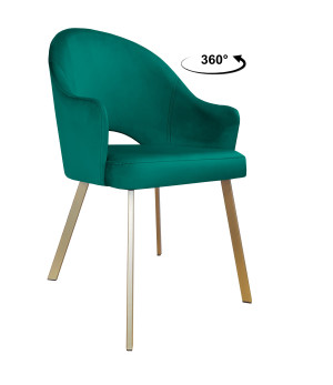 Krzesło Velvet tkanina Welur noga metalowa : Kolor nogi - Złota profil, Kolor tkaniny - VELVET - MG20, Typ siedziska - Siedzisko obrotowe 360°