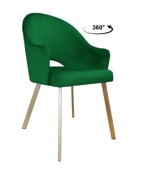 Krzesło Velvet tkanina Welur noga metalowa : Kolor nogi - Złota profil, Kolor tkaniny - VELVET - MG25, Typ siedziska - Siedzisko obrotowe 360°