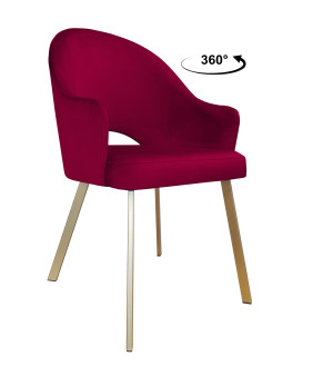 Krzesło Velvet tkanina Welur noga metalowa : Kolor nogi - Złota profil, Kolor tkaniny - VELVET - MG31, Typ siedziska - Siedzisko obrotowe 360°