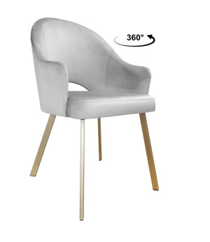 Krzesło Velvet tkanina Welur noga metalowa : Kolor nogi - Złota profil, Kolor tkaniny - VELVET - MG39, Typ siedziska - Siedzisko obrotowe 360°