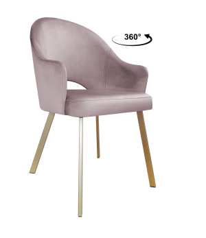 Krzesło Velvet tkanina Welur noga metalowa : Kolor nogi - Złota profil, Kolor tkaniny - VELVET - MG55, Typ siedziska - Siedzisko obrotowe 360°