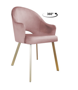 Krzesło Velvet tkanina Welur noga metalowa : Kolor nogi - Złota profil, Kolor tkaniny - VELVET - MG58, Typ siedziska - Siedzisko obrotowe 360°