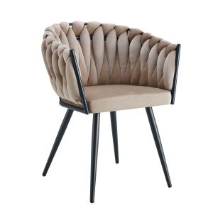 Krzesło ROSA plecione tkanina Welur noga metalowa : Kolor tkaniny - VELVET - MG06