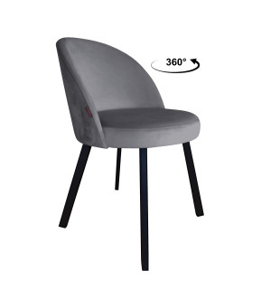 Krzesło TRIX tkanina Welur noga metalowa : Kolor nogi - Czarna profil, Kolor tkaniny - VELVET - BL14, Typ siedziska - Siedzisko obrotowe 360°