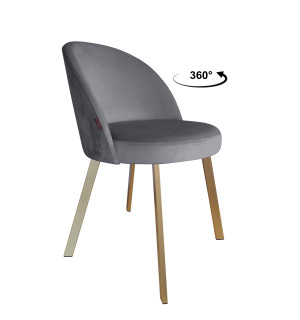 Krzesło TRIX tkanina Welur noga metalowa : Kolor nogi - Złota profil, Kolor tkaniny - VELVET - BL14, Typ siedziska - Siedzisko obrotowe 360°