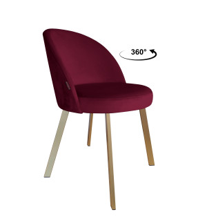 Krzesło TRIX tkanina Welur noga metalowa : Kolor nogi - Złota profil, Kolor tkaniny - VELVET - MG02, Typ siedziska - Siedzisko obrotowe 360°