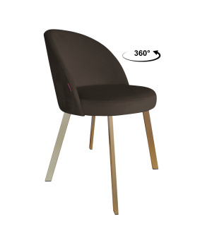 Krzesło TRIX tkanina Welur noga metalowa : Kolor nogi - Złota profil, Kolor tkaniny - VELVET - MG05, Typ siedziska - Siedzisko obrotowe 360°
