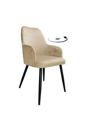 Krzesło WESTA tkanina Welur noga metalowa elegancki styl loftowy : Kolor nogi - Czarna stożek, Kolor tkaniny - VELVET - MG06, Typ siedziska - Siedzisko obrotowe 360°