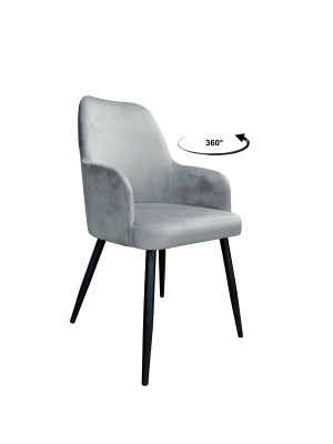 Krzesło WESTA tkanina Welur noga metalowa elegancki styl loftowy : Kolor nogi - Czarna stożek, Kolor tkaniny - VELVET - MG17, Typ siedziska - Siedzisko obrotowe 360°