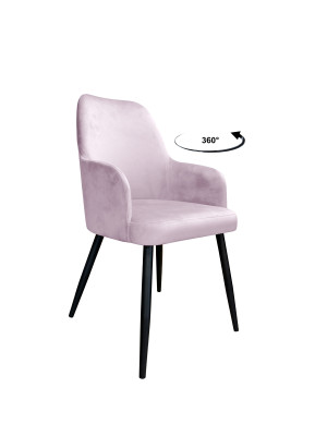 Krzesło WESTA tkanina Welur noga metalowa elegancki styl loftowy : Kolor nogi - Czarna stożek, Kolor tkaniny - VELVET - MG55, Typ siedziska - Siedzisko obrotowe 360°