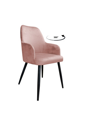 Krzesło WESTA tkanina Welur noga metalowa elegancki styl loftowy : Kolor nogi - Czarna stożek, Kolor tkaniny - VELVET - MG58, Typ siedziska - Siedzisko obrotowe 360°